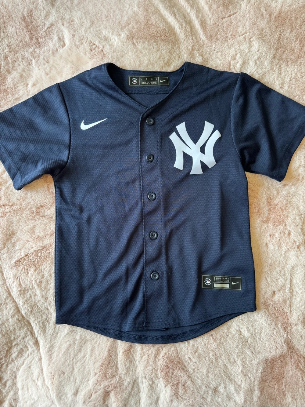 Nike MLB New York Yankees Button Front Jersey Youth Size Large Navy Blue